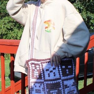 Brown and Green Large Minecraft Crochet Tote Bag